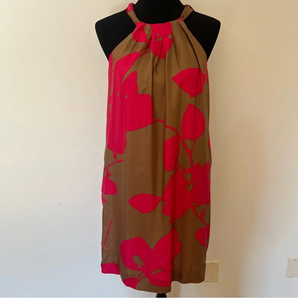 J. Crew Silk Brown and Pink Dress Size 10